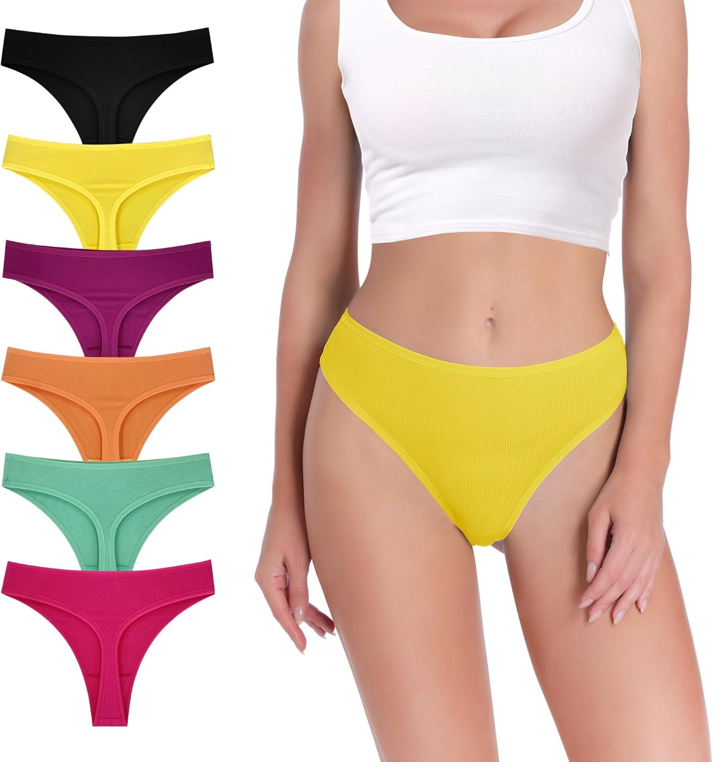 Pack 6 Seamless Lace Thongs for Women plus Size Breathable Panties Low Rise T-Back Stretch Cotton No Show Underwear
