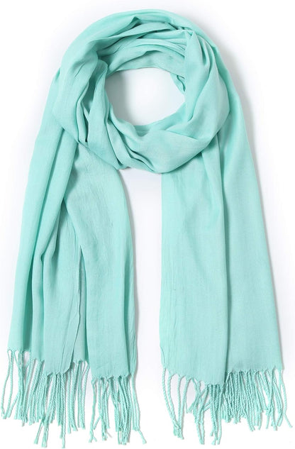 Cindy & Wendy Pashmina Shawls and Wraps Large Scarfs for Women Wedding Party Bridal Long Fashion Solid Shawl Wrap Fringes