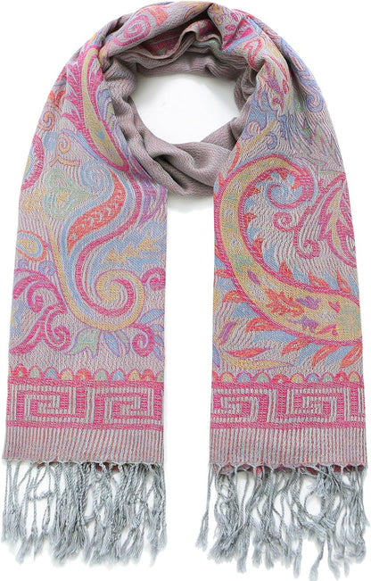 Umjetnost Womens Soft Silky Pashmina Rave Scarf Paisley Pattern Pashmina Shawl Wrap with Fringes
