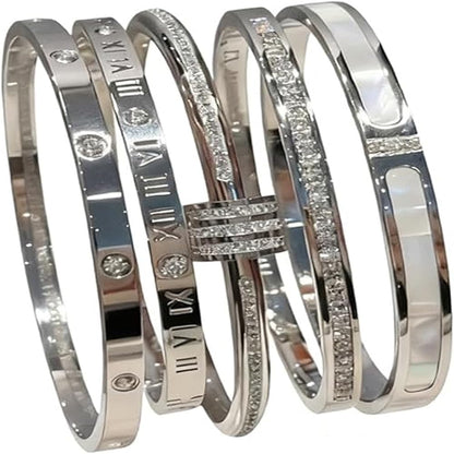 4-Piece Elegant Stainless Steel Bracelet Set Fashionable Classic Design Women Beaded Gold Bead Bracelets Stackable Bangles with Love & Friendship Theme Stainless Steel Jewelry