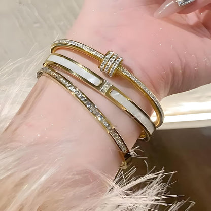 Starry night style gold plated stackable bangle bracelet