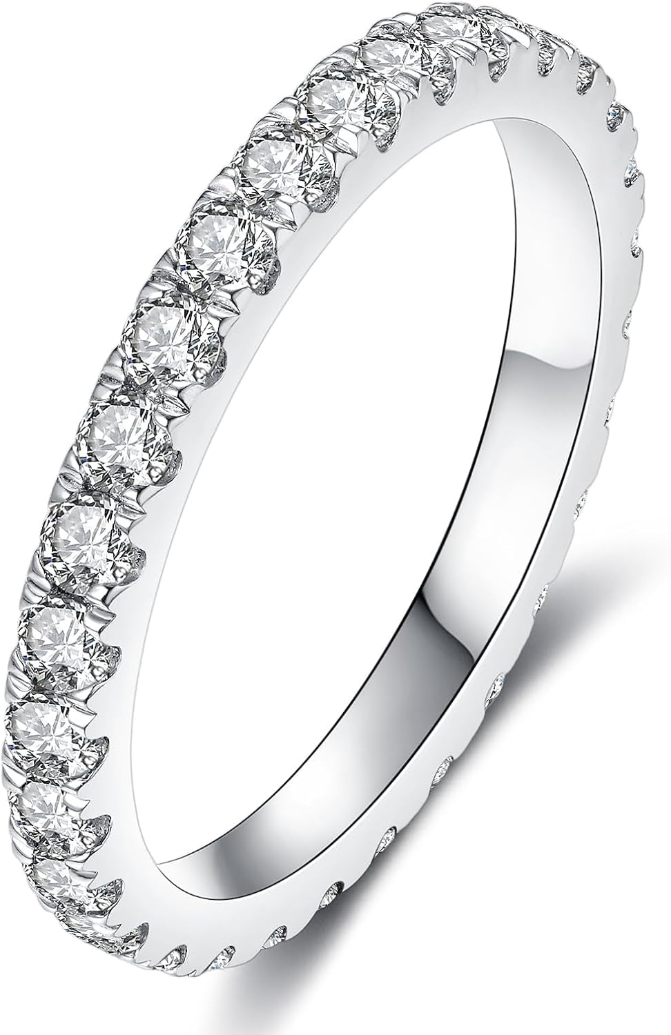 IMOLOVE Lab Grown Diamond Wedding Bands, 0.3-0.42 Carat, Eternity Rings in 18K White Gold & Sterling Silver Size 4-11