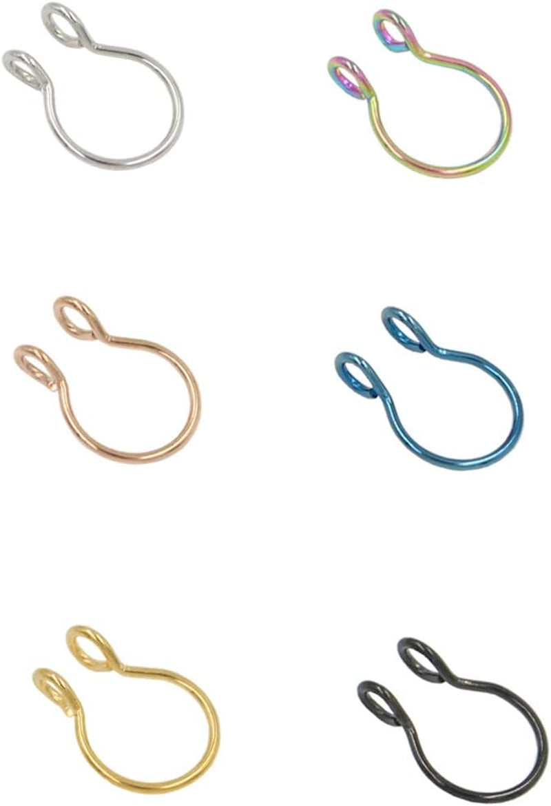 Fake Septum Hoop Nose Ring - 20G, 8Mm, Clip On, Gold, Rose Gold, Silver, Non-Pierced Faux Body Piercing Jewelry