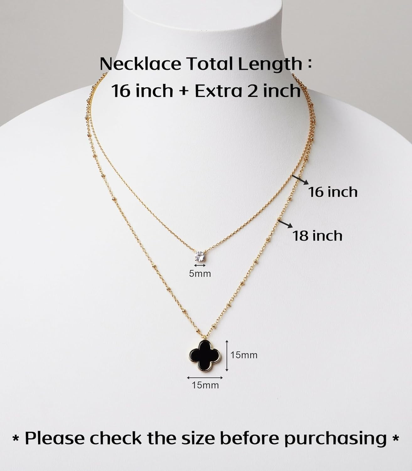 Layered Necklace for Women, 2 Strand Stainless Steel Chains with Clover, Butterfly or Heart Pendant, Dainty Fashion Jewelry Gift