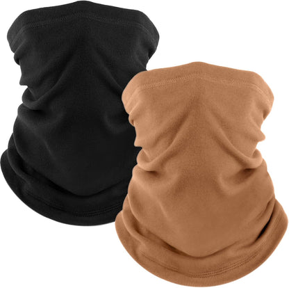 Fuinloth 2 Pack Winter Neck Gaiter, Fleece Warmer Scarf Cold Weather Face Mask Cover for Men/Women