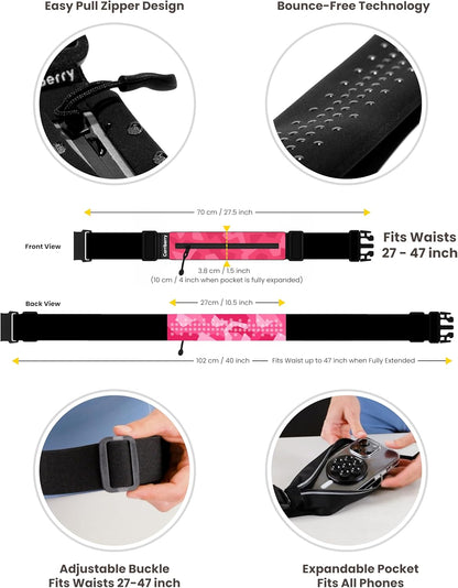 Waterproof running fanny pack with expandable storage pockets