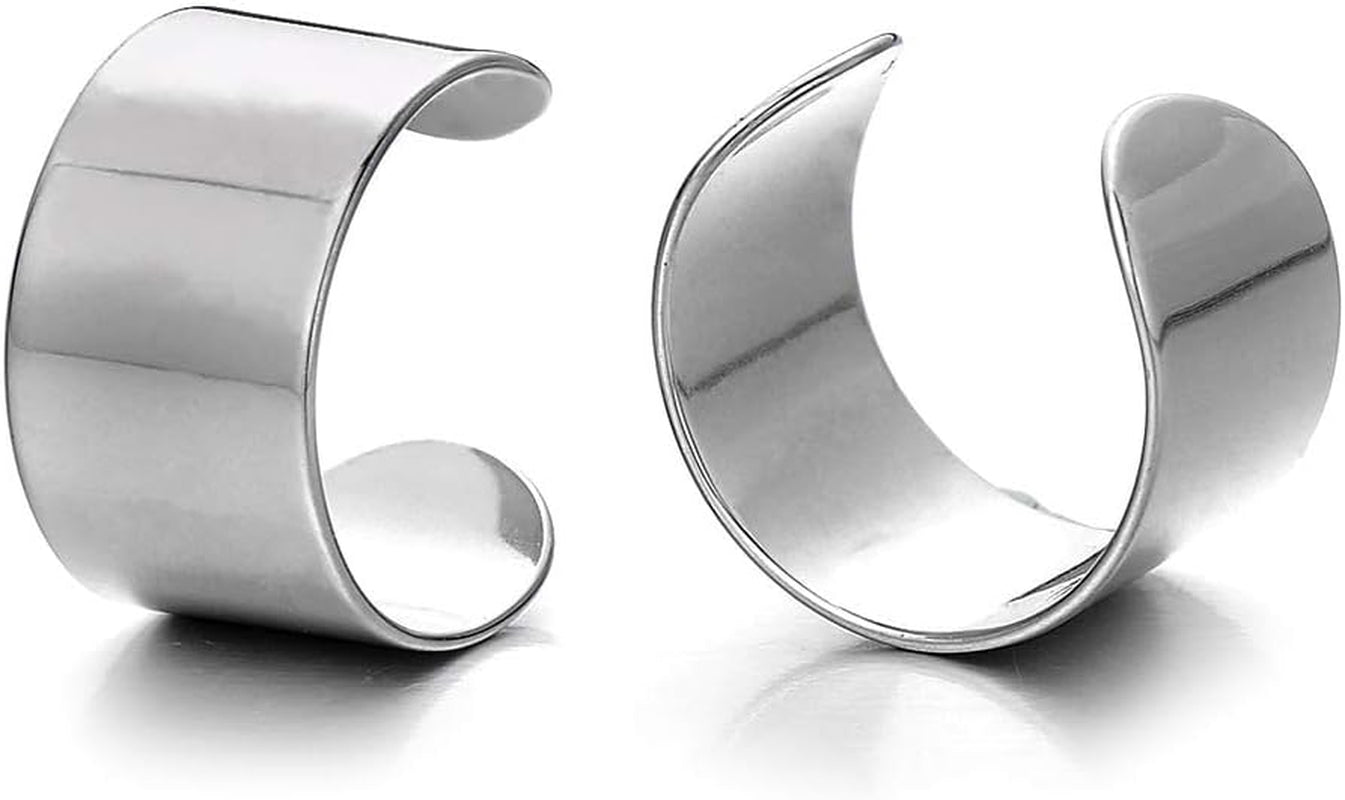 2Pcs Stainless Steel Ear Cuff Ear Clip Non-Piercing Clip on Earrings for Men and Women