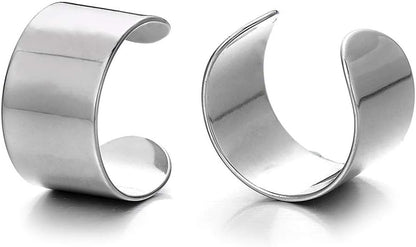 2Pcs Stainless Steel Ear Cuff Ear Clip Non-Piercing Clip on Earrings for Men and Women
