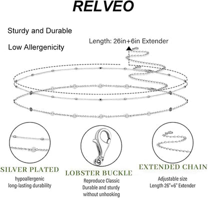 2PCS Gold Silver Waist Chain Adjustable Layered Belly Chain Body Chain Jewelry for Women Sexy Bikini Beach Boho Pearl Beaded Cuban Satellite Waist Chains