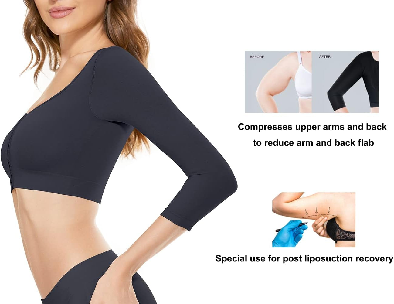 Post-surgery arm shaper for upper arm lipo compression support