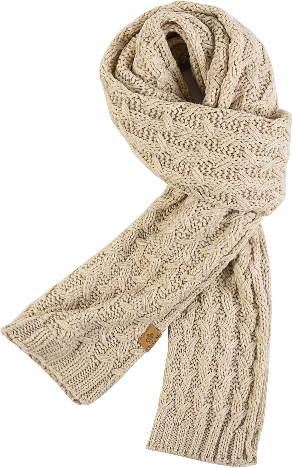 PAGE ONE Women'S Ribbed Knit Scarf Winter Warm Long Big Wrap Cashmere Wool Thick Large Chunky Scarf for Women