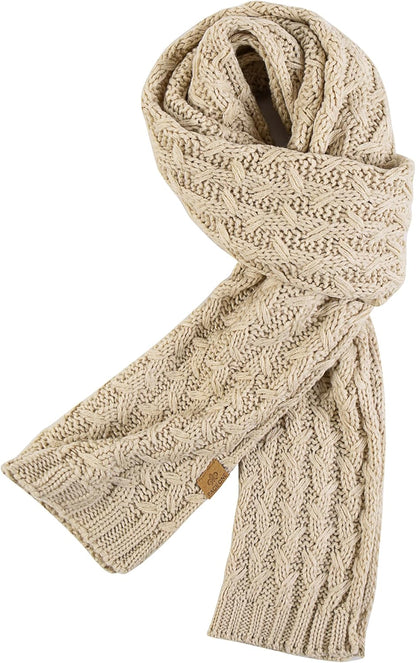 PAGE ONE Women'S Ribbed Knit Scarf Winter Warm Long Big Wrap Cashmere Wool Thick Large Chunky Scarf for Women