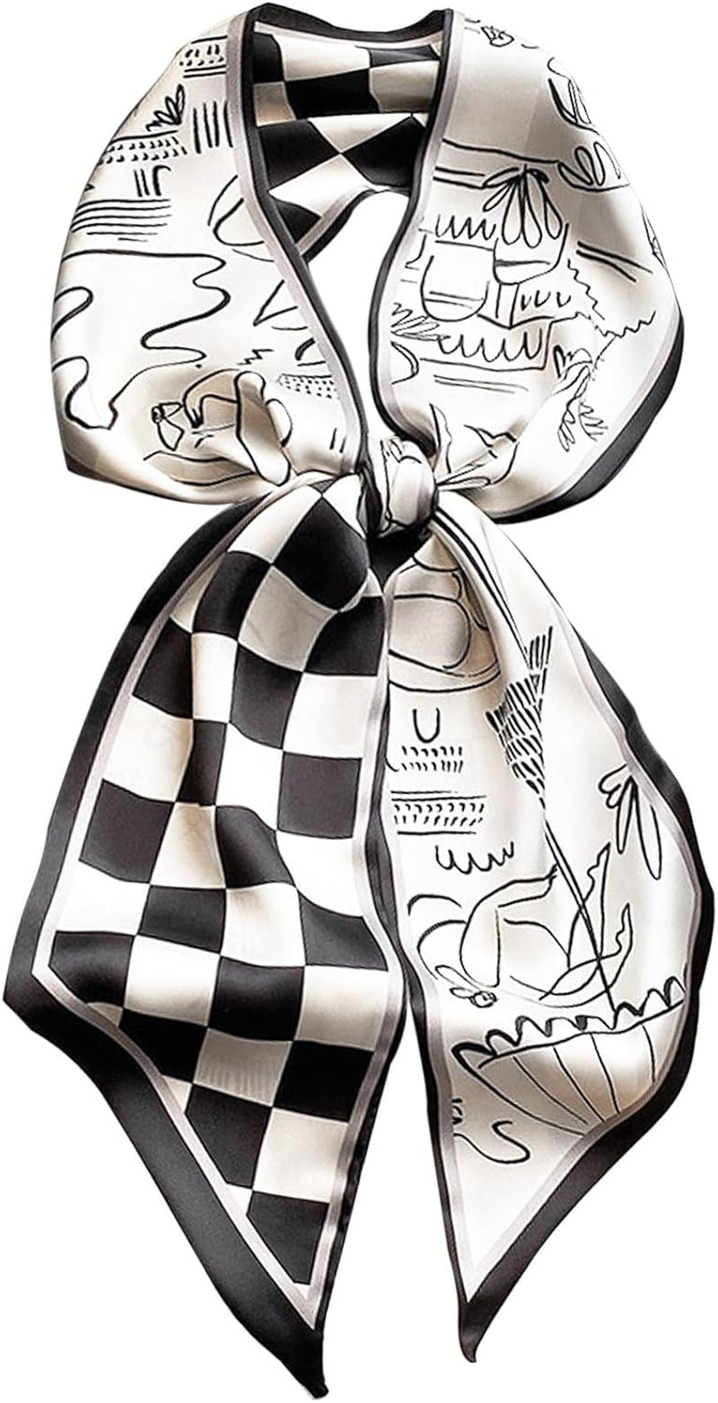 Head Scarf Hair Neck Scarves for Women Purse Bag Scarfs for Handbags Silky Long Thin Satin Headscarf Fashion