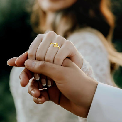 INFUSEU Gold Hug Rings for Women Granddaughter Teen Girls Cute Sterling Silver Adjustable Ring Love Gifts for Her Girlfriend Mom Wife Best Friend