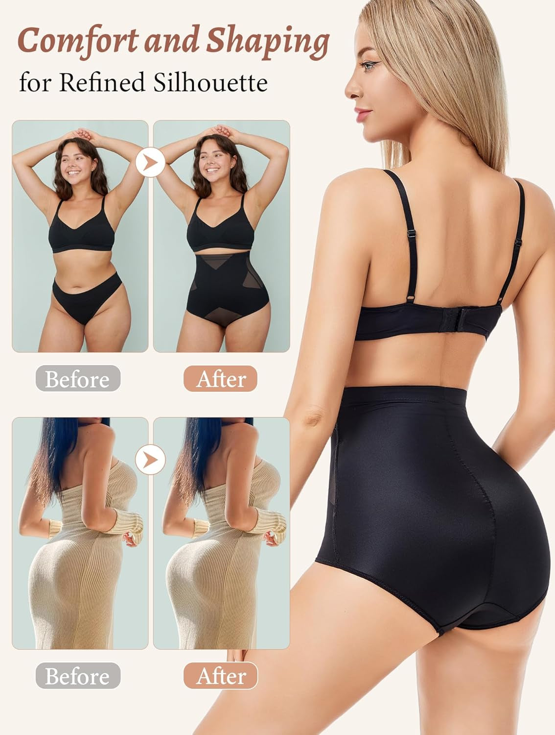 Close-up of seamless shapewear panty construction and fabric