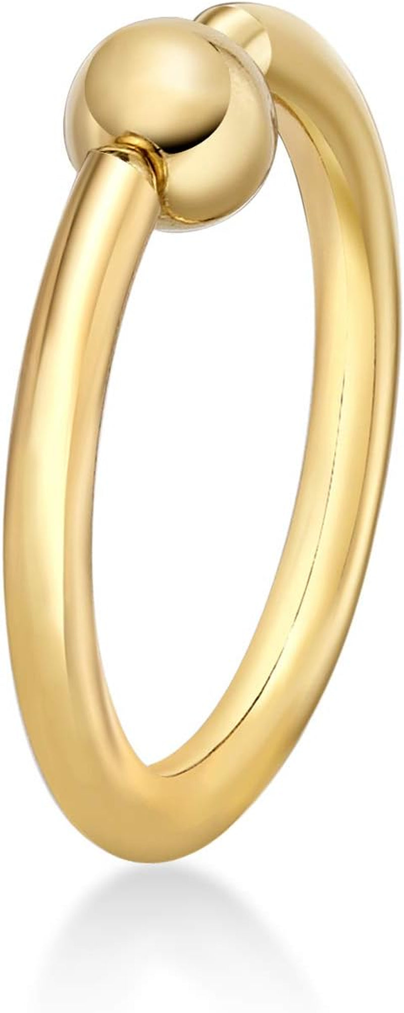 Lavari Jewelers 16 Gauge Captive Bead Hoop Ring for Women and Men - 14K Yellow Gold Nipple Eyebrow Cartilage Tragus Piercing - 1.2 Mm Nose Hoop - Stud Piercing Jewelry - 16G Body Piercing