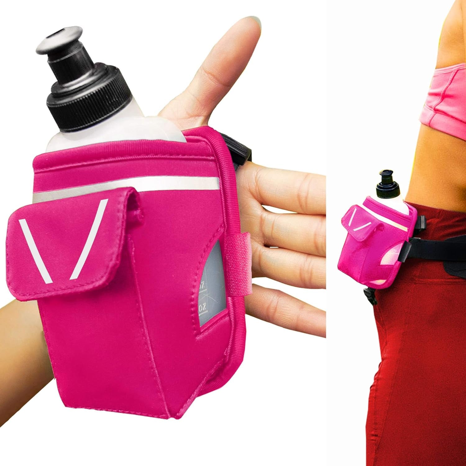 2-in-1 running belt water bottle holder hand strap attachment