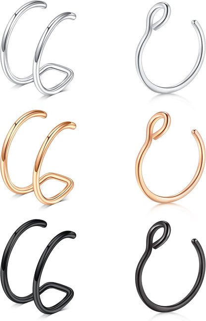 Briana Williams Fake Nose Ring Gold Fake Nose Rings for Women Clip on Fake Nose Piercing Non Piercing Faux Nose Piercing Jewelry