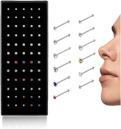 Cute Nose Rings for Women, Surgical Stainless Steel Nose Studs Women Men 20G Small Nose Rings Bone Studs, Hypoallergenic Real Nose Piercings Body Jewelry Bulk Unique Tiny