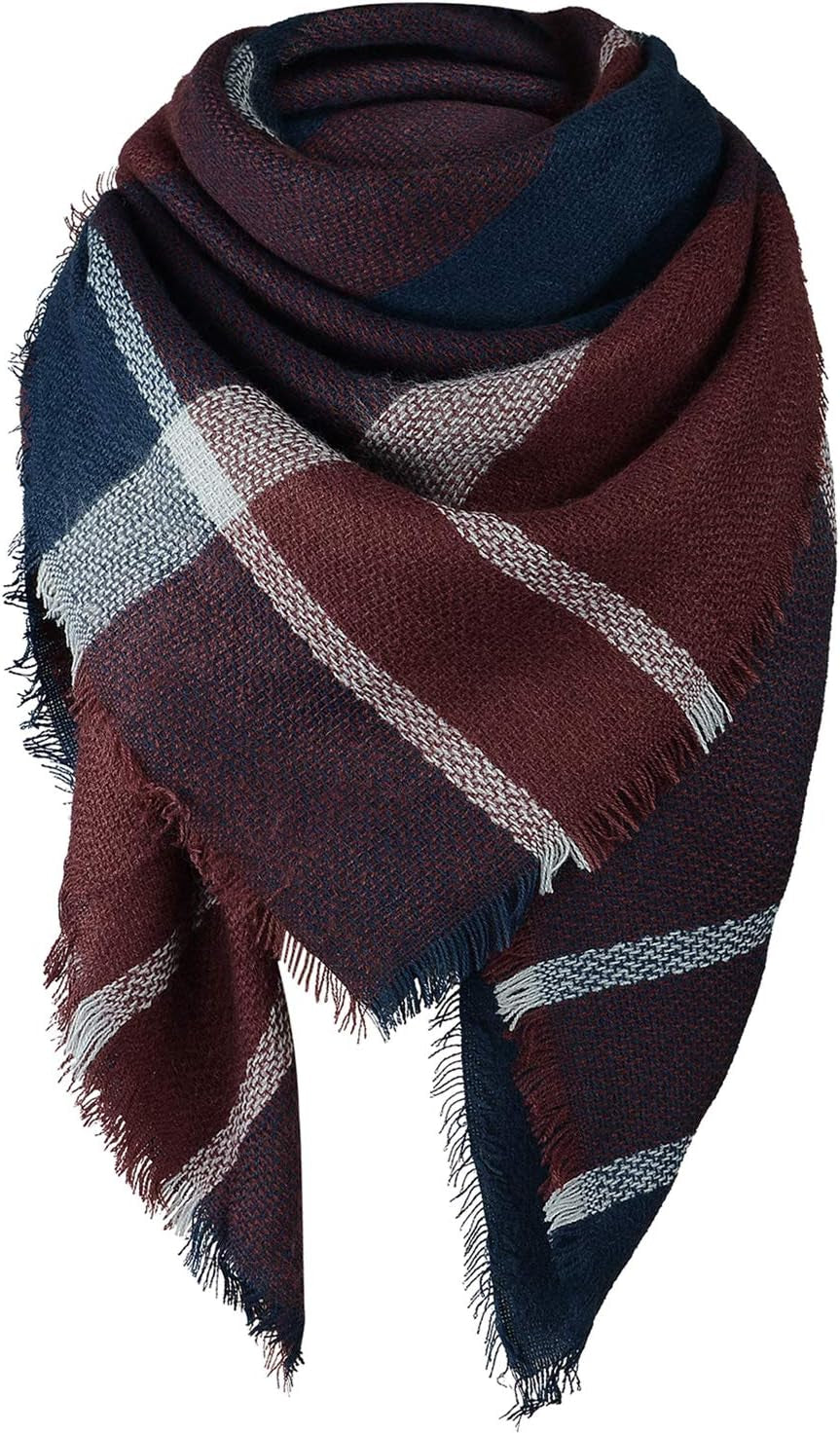 American Trends Womens Fall Winter Scarf Plaid Tassel Soft Warm Blanket Scarves Womens Shawl Wraps