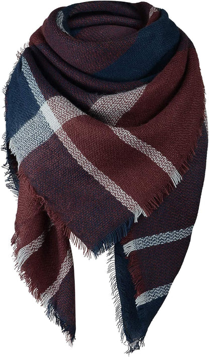 American Trends Womens Fall Winter Scarf Plaid Tassel Soft Warm Blanket Scarves Womens Shawl Wraps