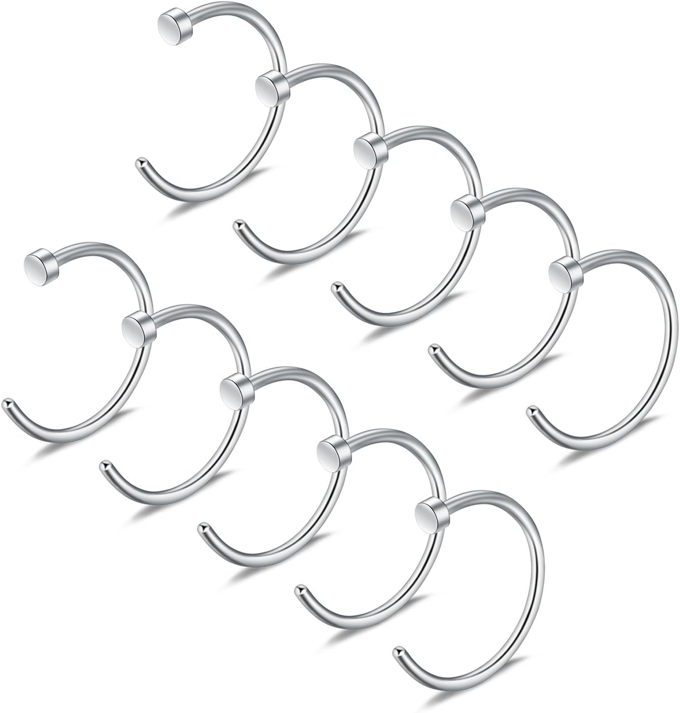 Ruifan 10Pcs Stainless Steel Body Jewelry Piercing Earrings Nose Hoop Ring Unisex 22G 20G 18G 5/16"