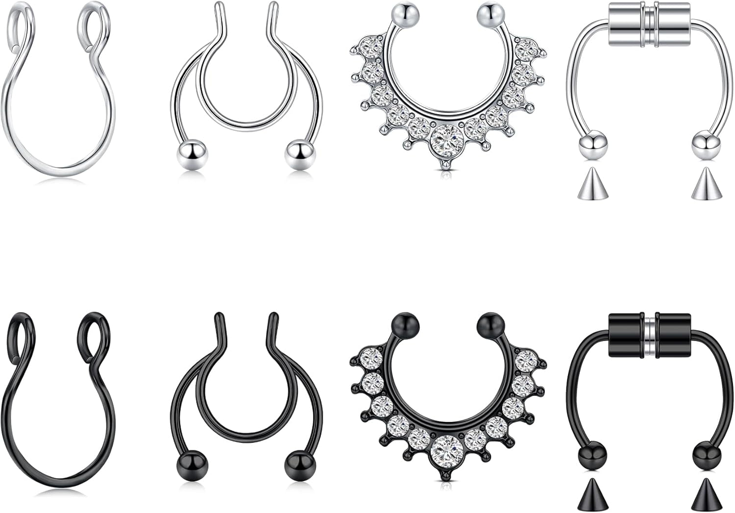 Briana Williams Fake Septum Piercing Fake Septum Ring Faux Septum Nose Rings Fake Septum Fake Nose Ring Clip on Septum Nose Ring Faux Septum Piercing for Women Non Piercing Fake Septum Hoop Jewelry