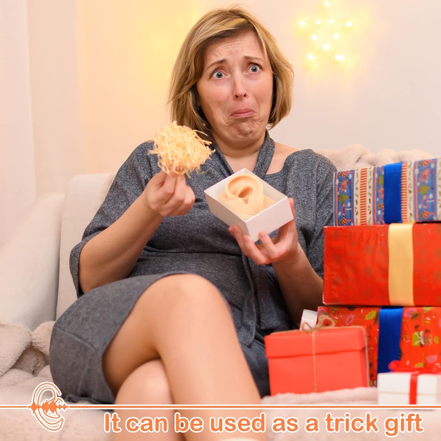 2 Pcs Silicone Ear Model Left and Right Soft Flexible Model Fake Ear Piercing Practice Silicone Body Parts Realistic for Jewelry Display Acupuncture Mannequin Teaching Instruction