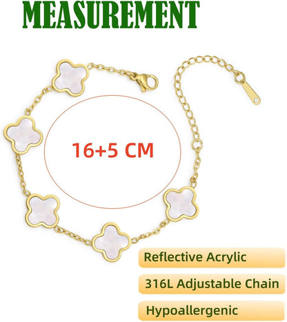 3Pcs 18K Gold Plated Love Bangle Clover Lucky Tennis Bracelets Set Non Tarnish Trendy Bracelet Jewelry Gifts for Women