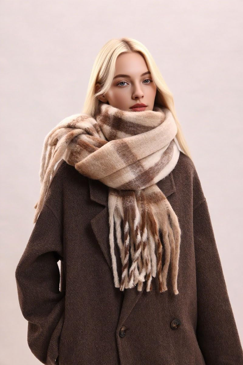 Women'S Winter Scarfs, Mohair Vintage Scarf for Women and Men, Large Chunky Scarf Cashmere Feel Blanket Wrap
