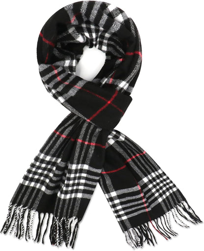 Plaid Scarf for Women Men, Lightweight Classic Tartan Tassel Scarves Fashion Warm Winter Chunky Scarf Cold Weather