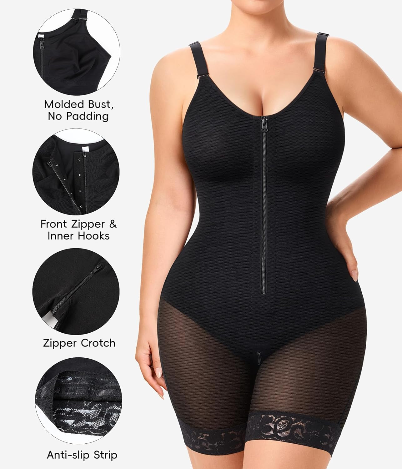 High-compression shapewear for women tummy control side profile