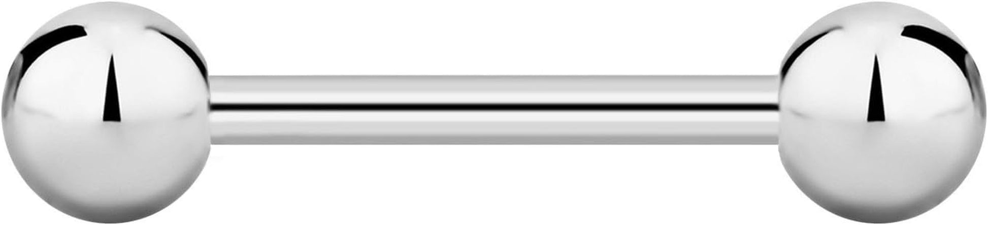 Forbidden Body Jewelry Nipple Barbell, Nipple Bars, Silver Nipplerings Piercing Surgical Steel 8G - 18G Straight Barbell Body Jewelry (Sold Individually)