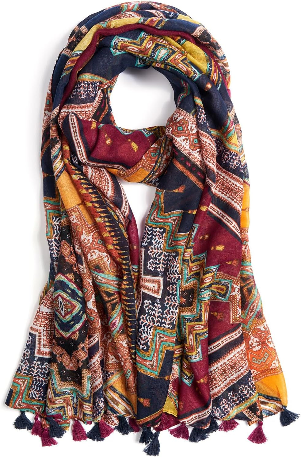 Scarf for Women Lightweight Soft Floral Leopard Printed Scarves Fall Winter Fashion Shawl Wrap with Fringe