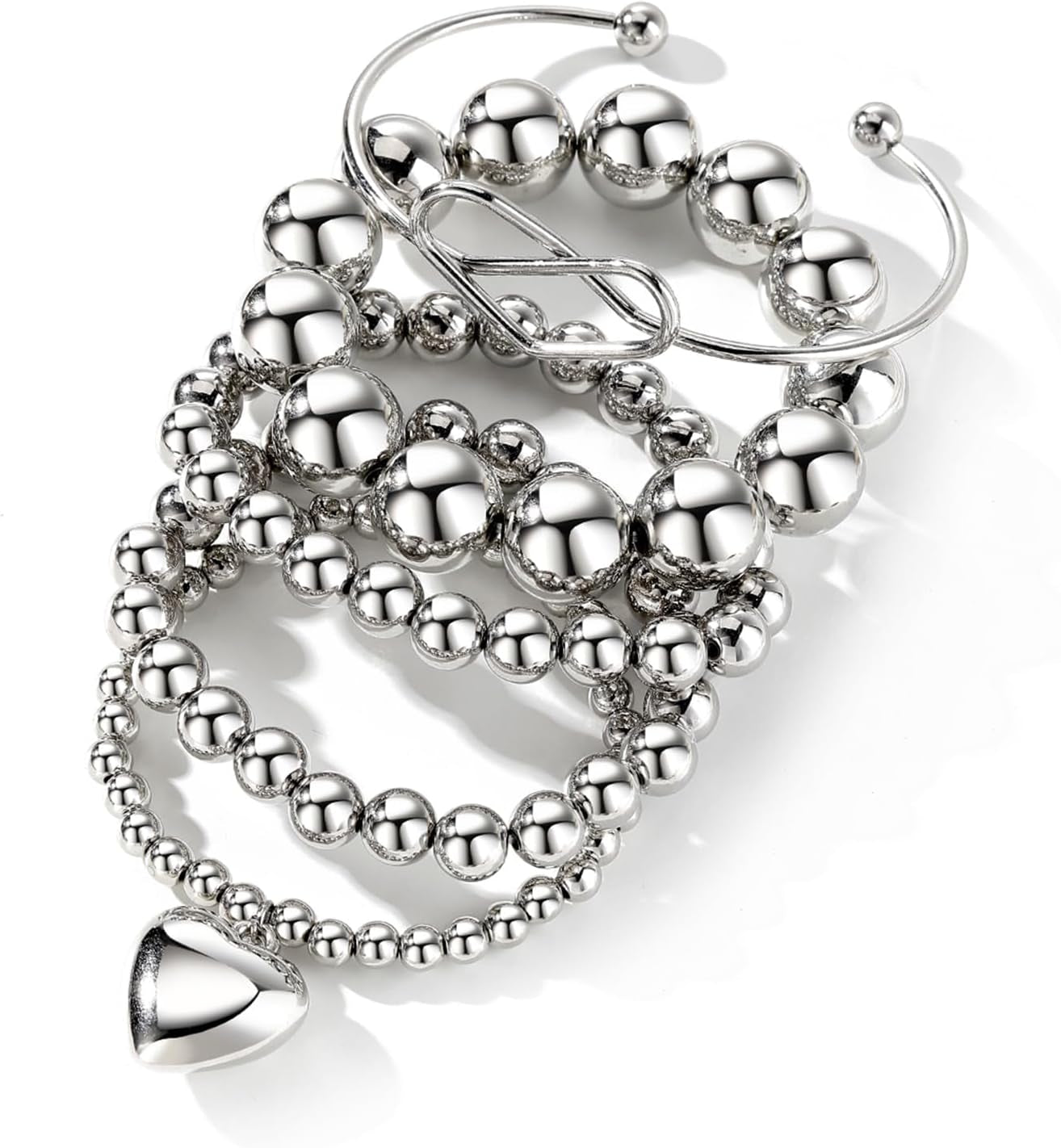 Boho textured Indian inspired silver cuff bangle set
