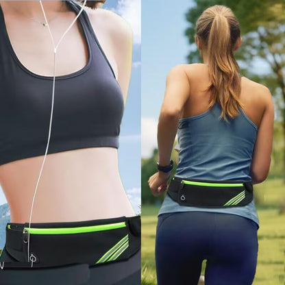 Reflective running waist pack front detail view