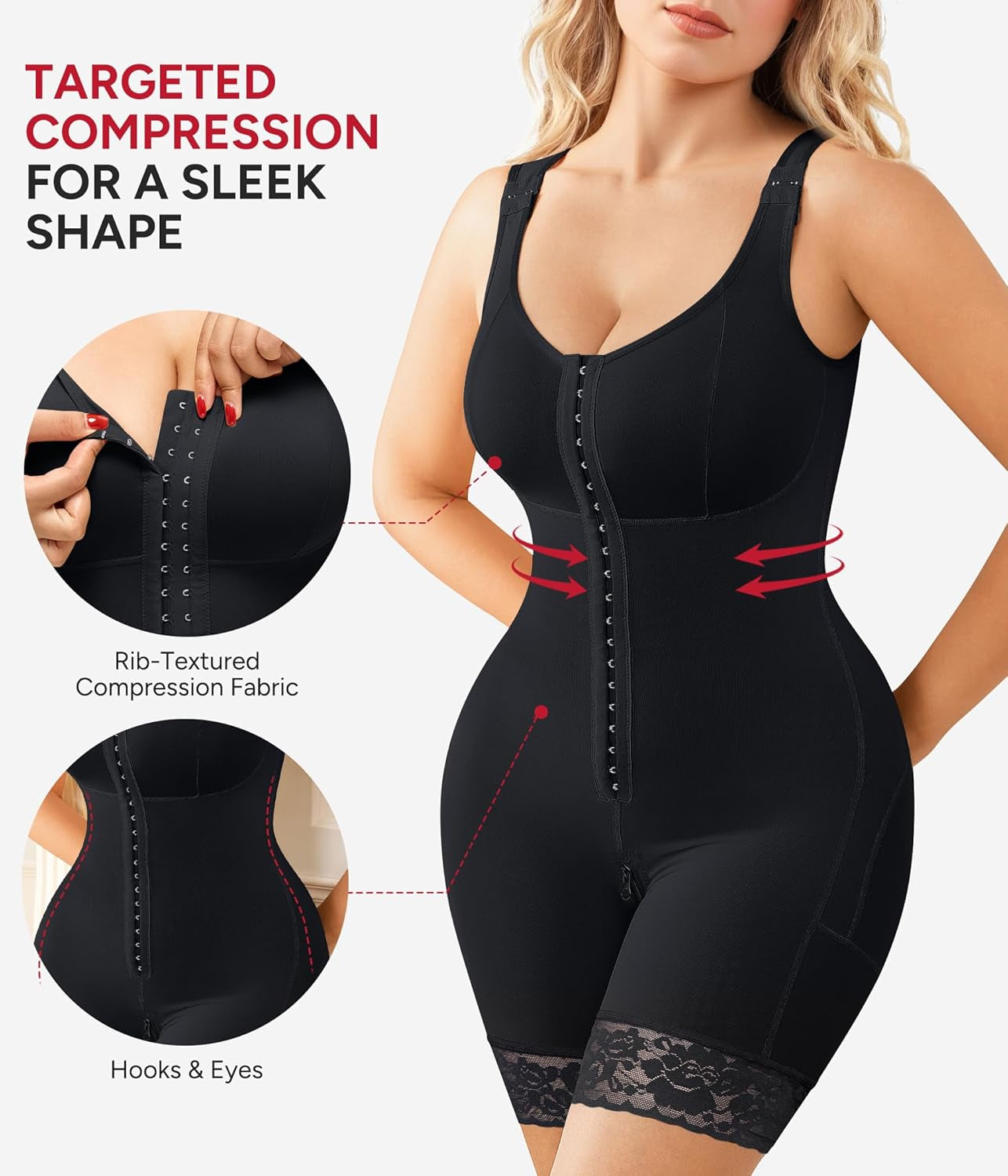 Side profile of Nebility fajas showing compression waist reduction