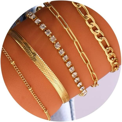 18K Gold Plated Cross Bracelet Bangle Set Silver Bracelets Flexible Wide Wristband Set Adjustable Gold Bangle Bracelet Stack for Women