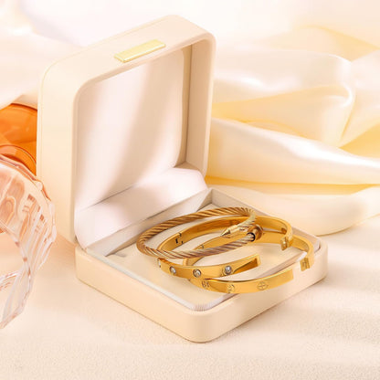 Gold Bracelets for Women - Stackable Bangles with Love & Friendship Theme - Stainless Steel Jewelry Gift for Her