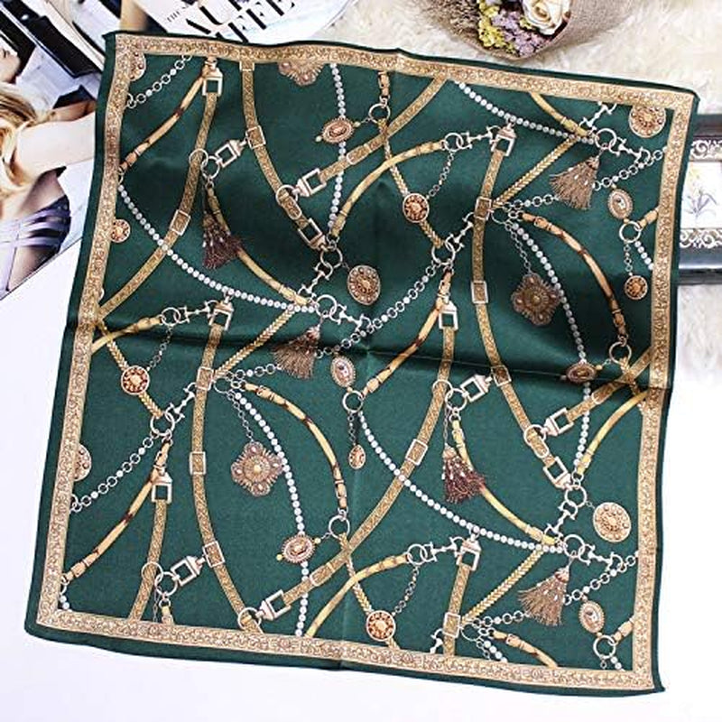 ANDANTINO 100% Mulberry Silk Scarf -21” Lightweight Square Neckerchief – Breathable Digital Printed Scarves with Gift Packed
