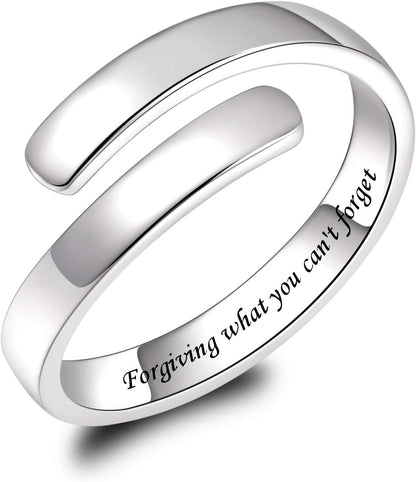 BEILIN 925 Sterling Silver Inspirational Jewelry Rings Adjustable Ring Personality Encouragement Gift for Teens Women