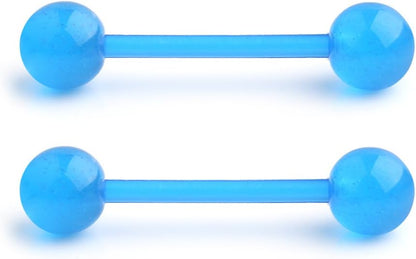 Ruifan 14G 16Mm Glow in the Dark Flexible Acrylic Straight Tongue Nipple Ring Retainer Piercing