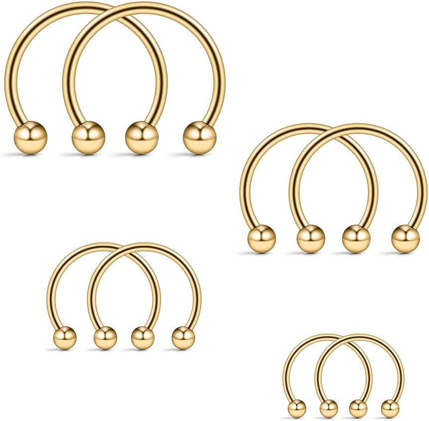 Ruifan 16G Surgical Steel CBR Nose Septum Horseshoe Earring Eyebrow Tongue Lip Nipple Helix Tragus Piercing Ring 6-16Mm