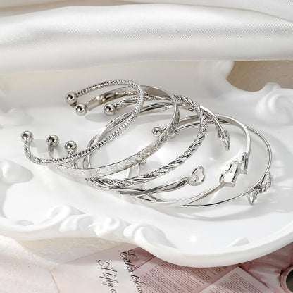 17IF Silver Bangle Bracelet for Women, 14K Multilayer Charm Textured Stackable Bracelets Lightning Bangles Indian Chunky Cuff Fashion Jewelry Gift