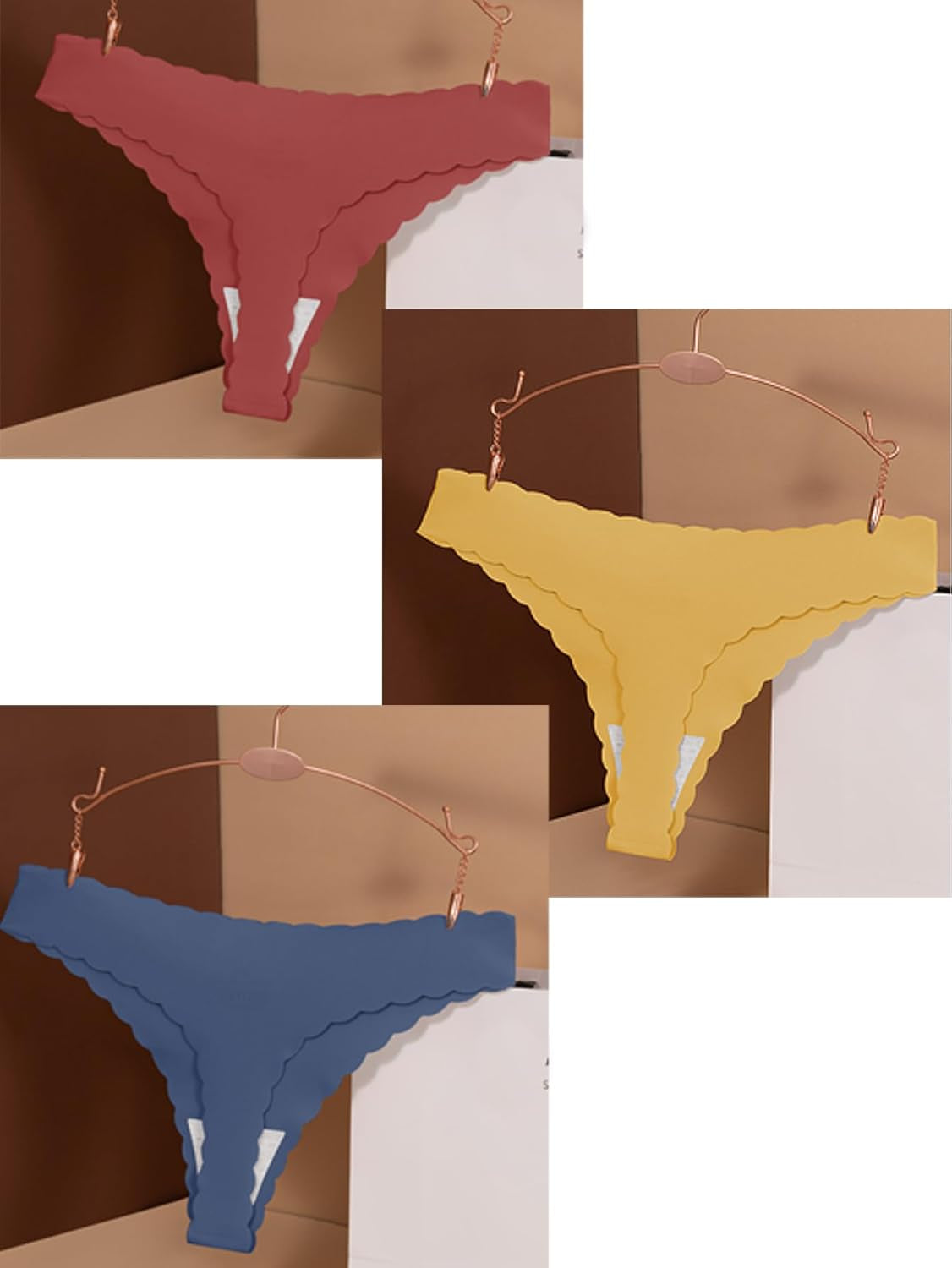 Wavy edge thong panties providing smooth invisible coverage