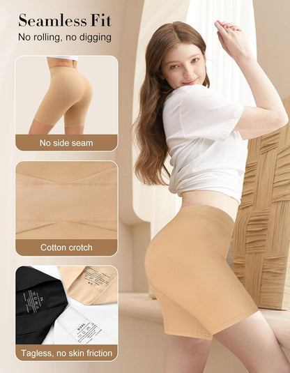 Shaping boyshort panties with smooth thigh coverage