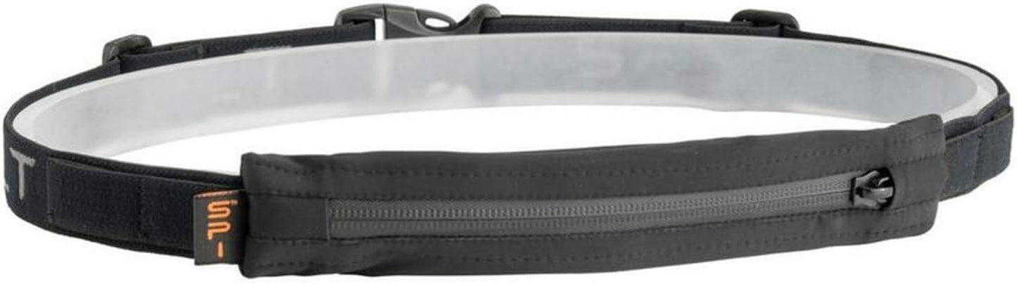 SPIbelt black running belt worn on runner waist during exercise