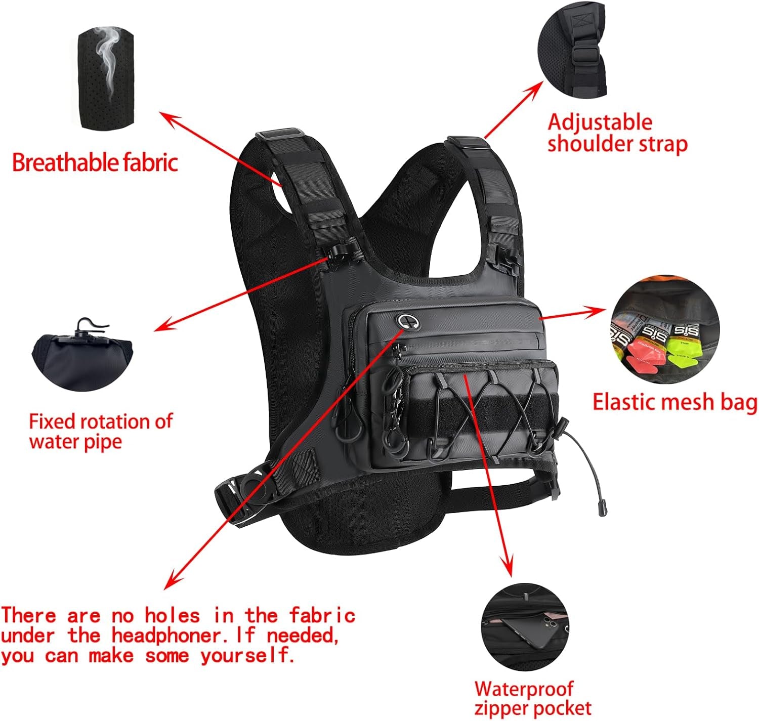 Close-up of adjustable breathable mesh shoulder straps on women's running vest