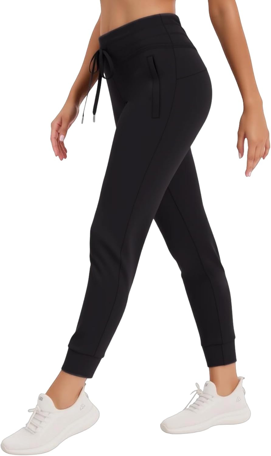 Woman wearing thermal joggers with visible pocket detail