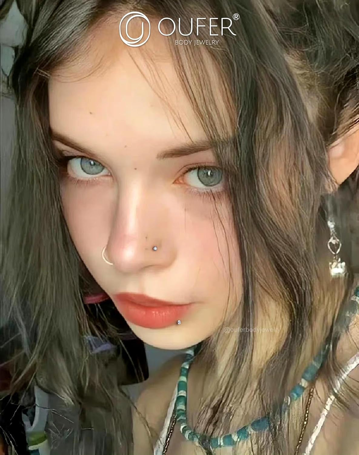 OUFER 2Pcs 20G/18G/16G G23 Titanium Threadless Nose Stud Earrings Flat Back Tiny CZ Small Nose Helix Cartilage Tragus Conch Labret Medusa Monroe Piercing Jewelry for Women Men